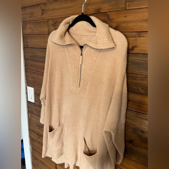 Barefoot Dreams CozyChic Lite Half Zip Pullover Tunic biscotti color - Picture 3 of 9